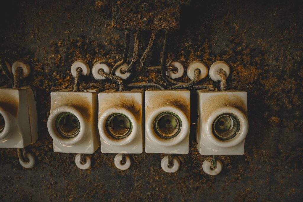 Anciens porte-fusibles électriques en porcelaine
